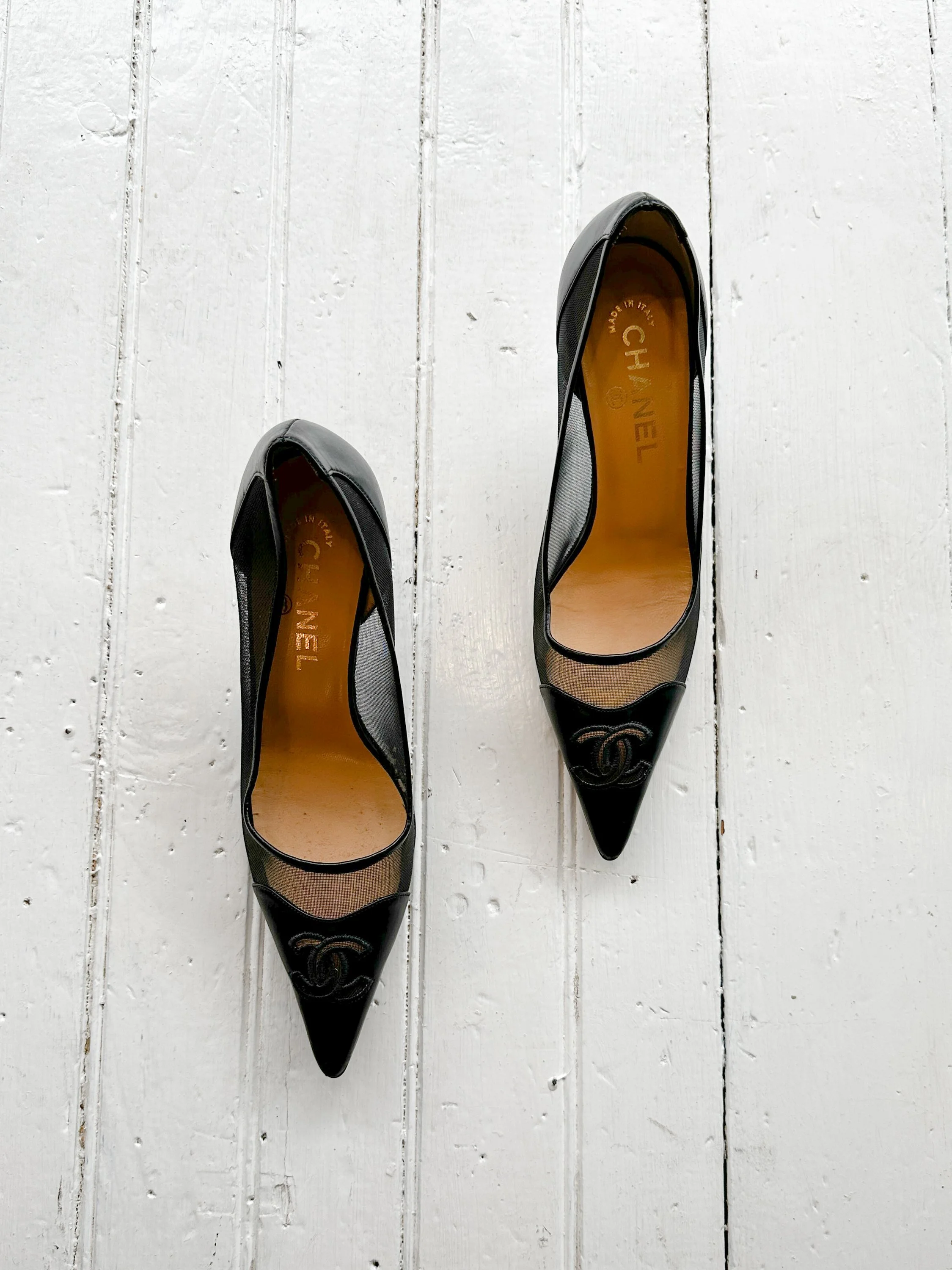 1990s Chanel Mesh and Leather Pumps — Wayward Collection 1990s Chanel Mesh and Leather Pumps — Wayward Collection